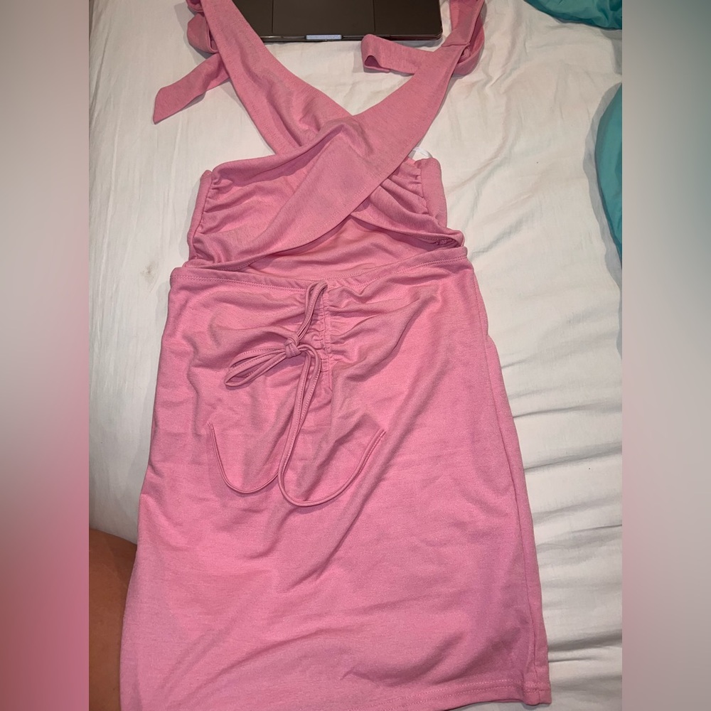 Pink halter going out dress